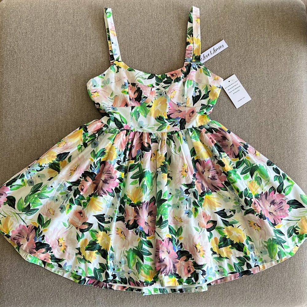 For Love and Lemons Floral Sage Party Dress S